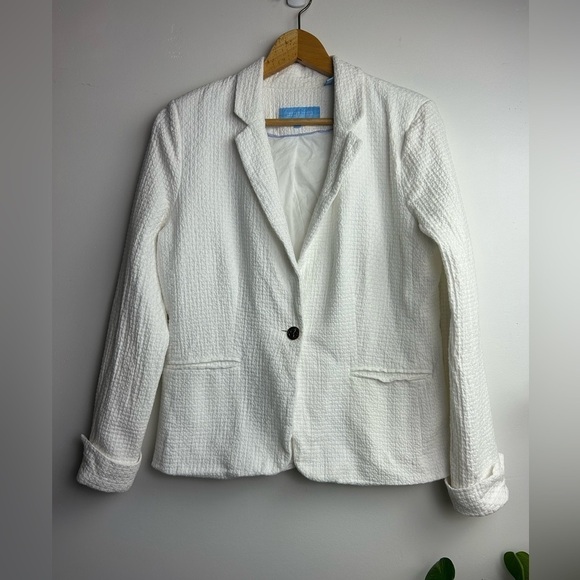 Draper James White Waffle Blazer Size M - Picture 1 of 14